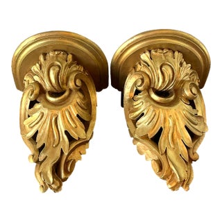 Vintage Rococo Gilt Tipped Brackets - A Pair For Sale