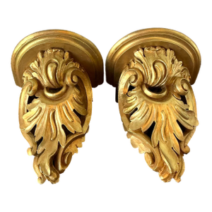 Vintage Rococo Gilt Tipped Brackets - A Pair