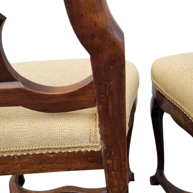 Pair 18th Century Italian Walnut Chairs Original Finish Hand Carved For Sale - Image 15 of 18