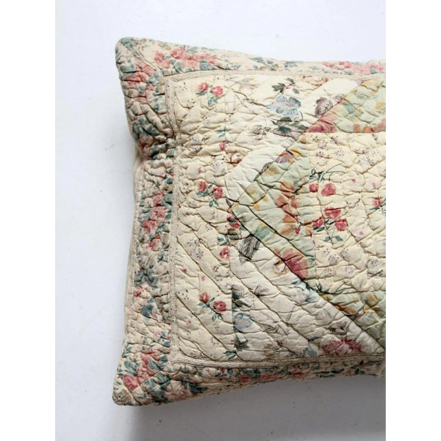 Mid 20th Century Vintage Quilted Floral Pillow Sham For Sale - Image 5 of 10