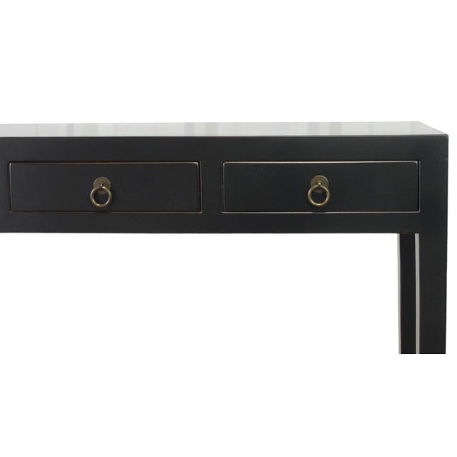 Black Vintage Chinese 37" Long 3-Drawer Console Table For Sale - Image 4 of 9