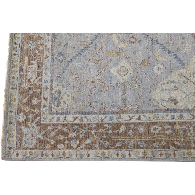 Apadana's Artisan Collection Handmade Floral Gray Wool Rug For Sale - Image 4 of 9