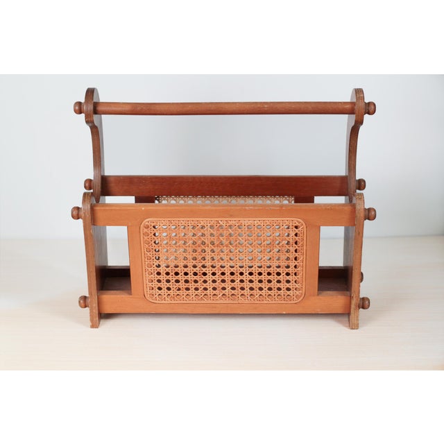 1970s Mid-Century Wood and Cane Magazine Rack For Sale In Lexington, KY - Image 6 of 14