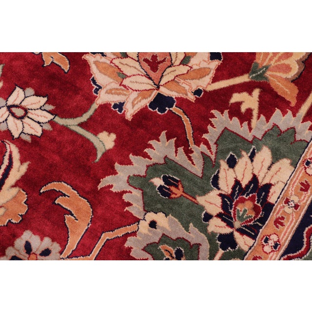 Shabby Chic Shabby Chic 1990's Floral Pak-Persian Red/Blue Wool Rug - 9'0'' X 12'5'' For Sale - Image 3 of 9
