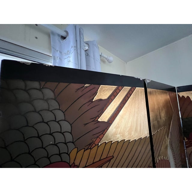 1980 Gold & Pink Birds Room Divider For Sale In New York - Image 6 of 6