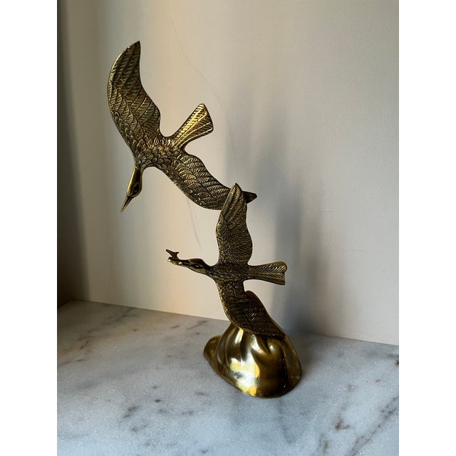 Mid Century Modern Brass Birds Seagull Sculpture For Sale In Greensboro - Image 6 of 12