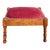 Vintage Oak French Country Rose Colored Velvet Footstool W Decorative Nails For Sale