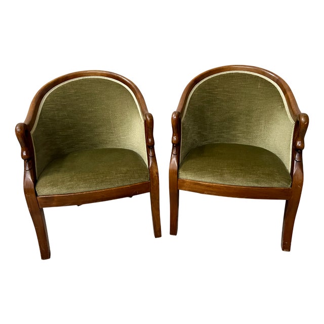 Gondola-Style Armchairs with Swan Necks, Set of 2 For Sale