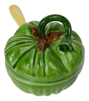 Italian Majolica Gravy Boat in the Shape of a Green Tomato attributed to Italica Ars, 1970s