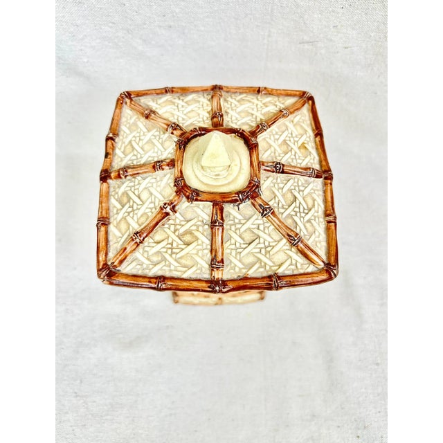 Vintage Faux Bamboo Lidded Container For Sale - Image 4 of 10