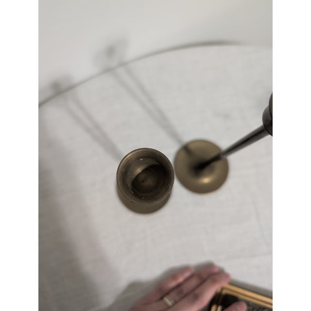 Late 20th Century Tapered Brass Candle Holders For Sale - Image 5 of 5
