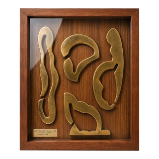 Barry Tinsley “Interlocution” 1966 Bronze Relief Sculpture Edition 1/25 Walnut Frame American Artist For Sale
