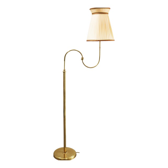 Mid-Century Swedish Brass Floor Lamp in the style of Josef Frank, 1960s For Sale