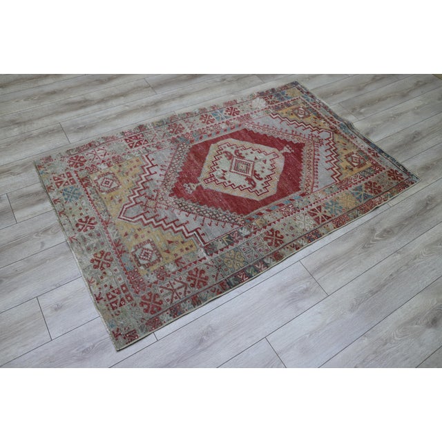 Traditional 1960s Bohemian Style Hand Knotted Red Oushak Rug For Sale - Image 3 of 9