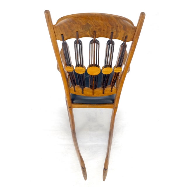 Brown Artist Signed Studio Made Solid Oiled Walnut Arm Rocking Chair MINT For Sale - Image 8 of 18