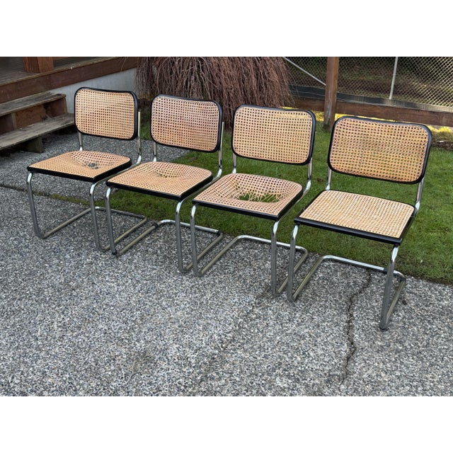 Black 1970s Mid Century Modern Knoll Breuer Cesca Chairs Set of 4 For Sale - Image 8 of 9