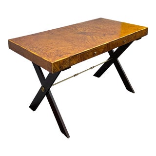 1970s Italian Neo-Classical Style Patchwork Burl Writing Desk For Sale