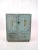 Folk Art, Outsider Art Reclaimed wood cabinet in teal/light verdigris with gold Egyptian symbols on castors. Two cabinet...