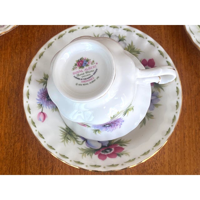 Ceramic English Porcelain Tea Service with Flower of the Month Pattern from Royal Albert, England, 1970s, Set of 24 For Sale - Image 7 of 8