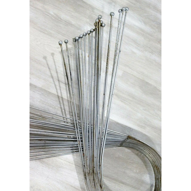 Silver 1980s Modern Curtis Jere Wire Swirl Wall Sculpture with End Cap Ball For Sale - Image 8 of 9