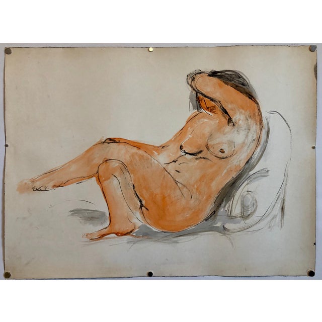 Paint Harold Cohn , 2 Sided Expressionist Detroit Modernist Painting Female Nude, Night Cruise Ship, c.1950's For Sale - Image 7 of 7