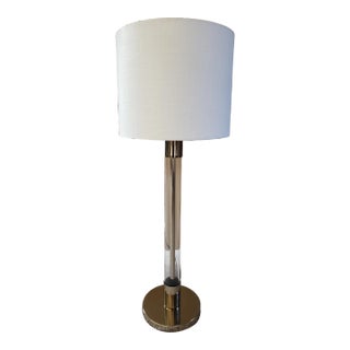 Mid 20th Century Mid Century Modern Glass & Brass Column Table Lamp by Mutual Sunset Co. For Sale