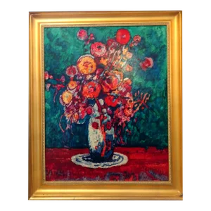 Donald Roy Purdy, Vibrant Floral Still Life Painting in the Modernist Style
