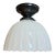 Antique Moonstone Glass Fluted Flushmount Ceiling Light Fixture For Sale