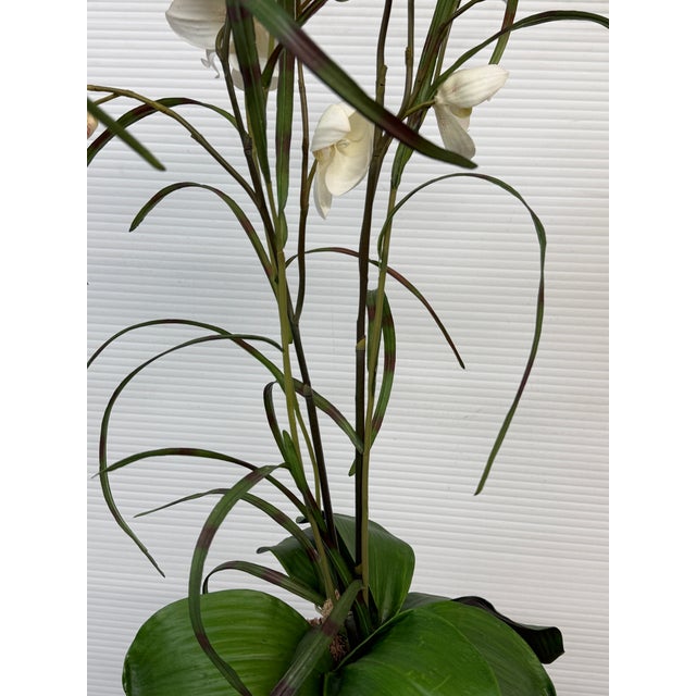 Silk Flower Arrangement of Orchids in Vase For Sale - Image 9 of 12