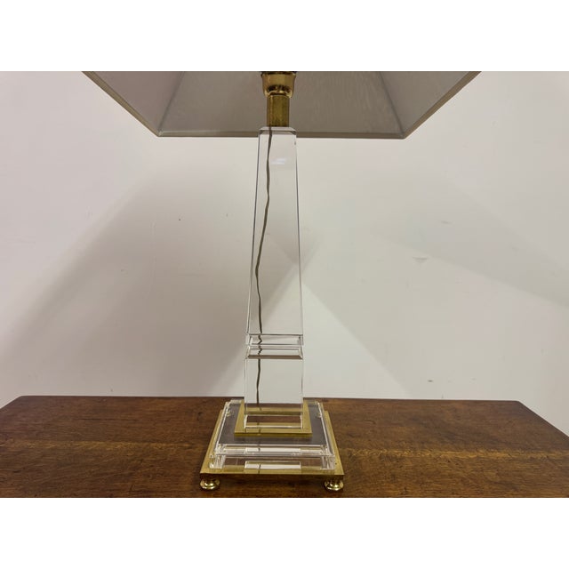 Acrylic and Brass Table Lamp in the style of Sandro Petti, 1970s For Sale - Image 9 of 13