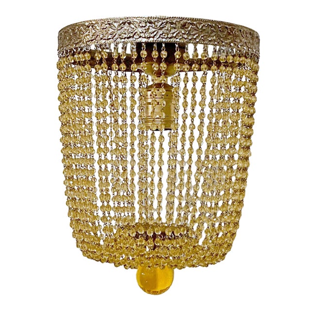 Italian Bronze Basket Pendant With Amber Beads For Sale