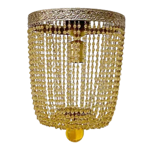 Italian Bronze Basket Pendant With Amber Beads