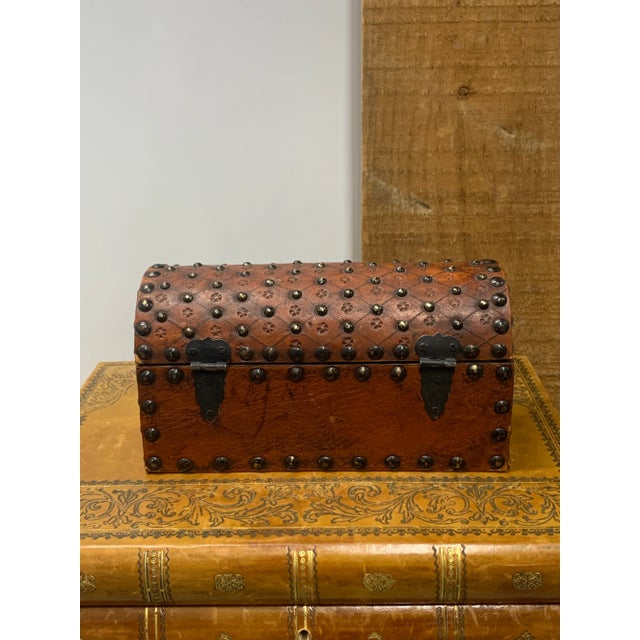 Mid 20th Century Mid 20th Century Vintage Studded Leather Dome-Top Chest For Sale - Image 5 of 8