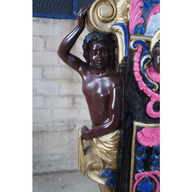 Mid 20th Century Set of 2 Vintage Venetian Figural Polychrome Bronze Sculpture Pedestals Plant Stands For Sale - Image 5 of 12