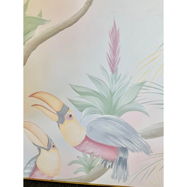 Mint 1989 Palm Beach Regency Monumental Toucan Painting by Walcott For Sale - Image 8 of 11
