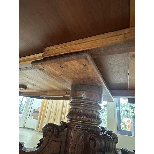 Circa 1860 French Louis XIII Hunting Style Carved Oak Extension Dining Table For Sale - Image 13 of 15