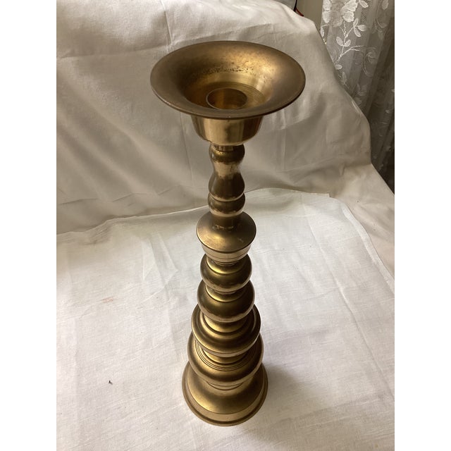Traditional 1960s Brass Candlestick Design With Detachable Section For Sale - Image 3 of 4