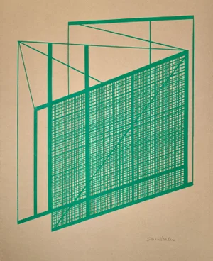 Geometric Line Drawing in Green
