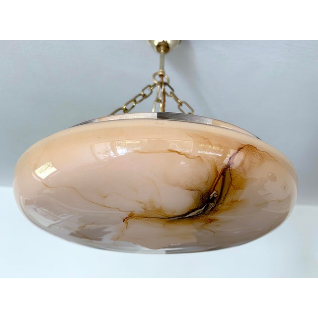 Art Deco Pendant Light in Pink Amber Glass, 1930s For Sale - Image 16 of 18