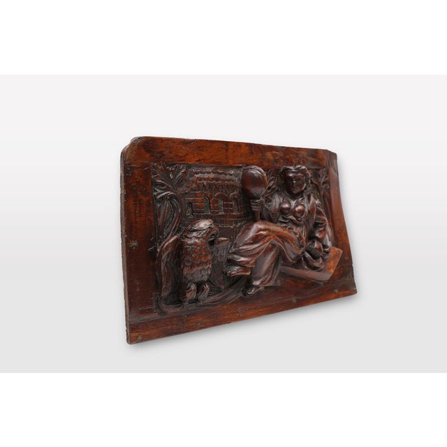 17th Century Gothic Hand-Sculpted Oak Panel, Belgium For Sale - Image 3 of 11