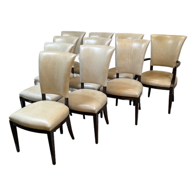 Nancy Corzine Illusion Leather Dining Chairs, Set of Ten For Sale