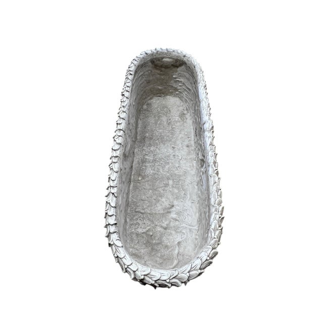 Plastic Vintage Rectangular Faux Concrete French Style Acanthus Leaf Planter For Sale - Image 7 of 7