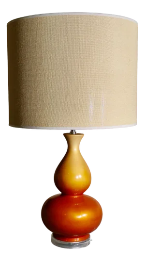 Iridescent Ceramic Table Lamp with Linen Shade, 1960s