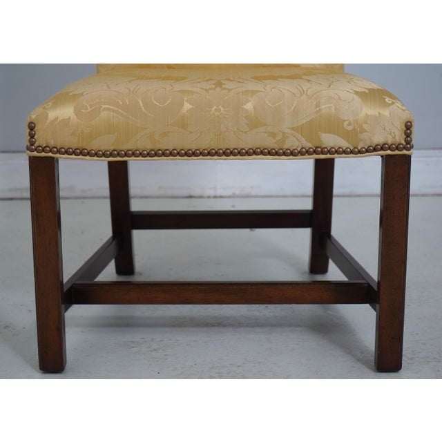 Kittinger Colonial Williamsburg Chippendale Style Damask Upholstered Side Chair For Sale - Image 10 of 18