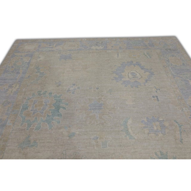 Blue Neutral Handwoven Turkish Oushak Rug 8'2" X 10'2" For Sale - Image 4 of 7