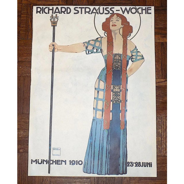 1970s Vintage Poster Lithograph - Art Nouveau - 17" X 24" For Sale - Image 5 of 6