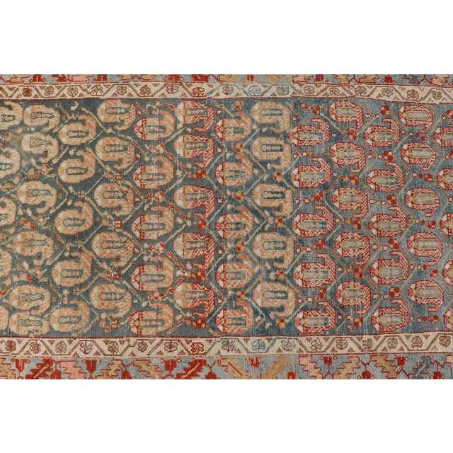Long Antique Hand-Knotted Persian Malayer Runner in Wool With All-Over Design For Sale In Atlanta - Image 6 of 12