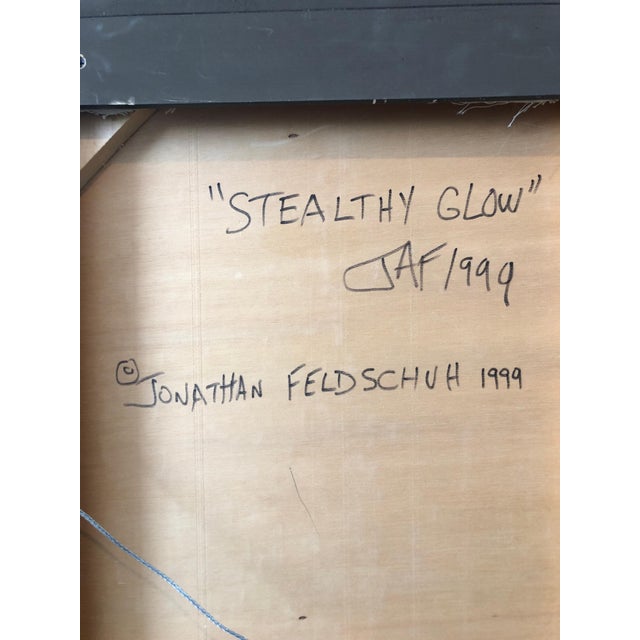 Red Jonathan FeldschuhLarge Abstract Mixed Media Lacquer Painting Stealthy Glow Scientific Abstraction, 1999 For Sale - Image 8 of 10