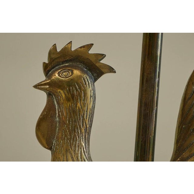 French Rooster Table Lamp in Brass and Rattan from Le Coq dOr, 1960s For Sale - Image 11 of 14