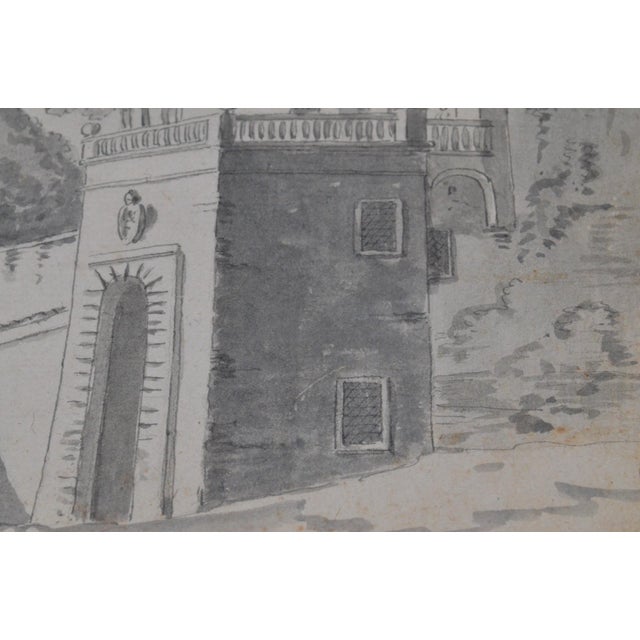 Early 19th Century Constant Bourgeois Du Castelet (1767–1841) Pair of Ink Wash Drawings — Views of Palaces in the Roman Countryside For Sale - Image 10 of 17